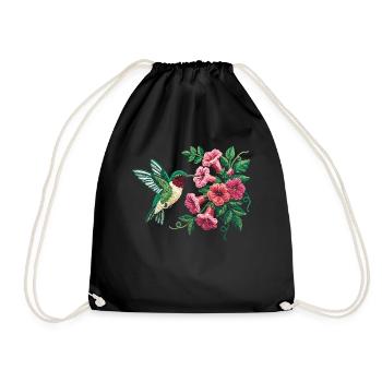 Colibri à gorge rubis florale - Sac de sport léger - noir - Devant