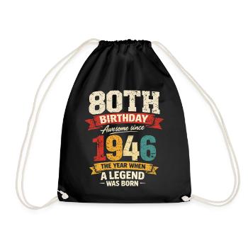 80 Years Anniversary Legend 1946 - Vintage - Drawstring Bag - black - Front