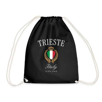 Triest Italien Wappen Krone – Reise Souvenir - Turnbeutel - Schwarz - Vorne