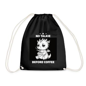 No Conversation Before Coffee Lover Dragon - Drawstring Bag - black - Front
