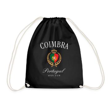Coimbra Portugal Wappen Krone – Reise Souvenir - Turnbeutel - Schwarz - Vorne