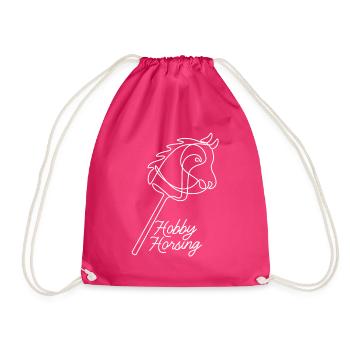 Hobby Horsing | Reiten | Sport | Geschenk - Turnbeutel - Fuchsia - Vorne