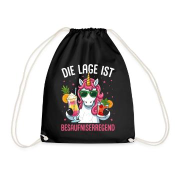 Die Lage Ist Besaufniserregend Einhorn  - Turnbeutel - Schwarz - Vorne