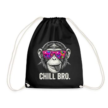 Vibrant Monkey with Neon Sunglasses - Drawstring Bag - black - Front