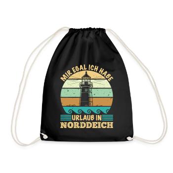 Nordsee MIR EGAL HABE URLAUB IN NORDDEICH Lustig - Turnbeutel - Schwarz - Vorne