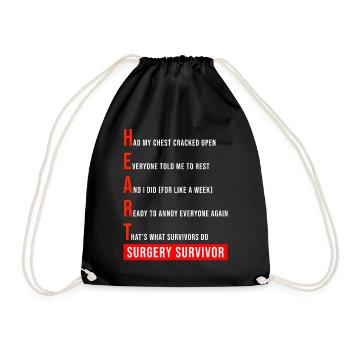 I Survived Open Heart Surgery - Drawstring Bag - black - Front