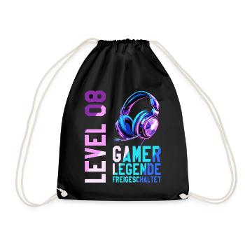 8. Geburtstag Junge Mädchen Gaming Level 8 Jahre - Turnbeutel - Schwarz - Vorne