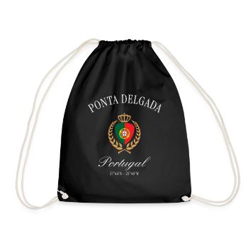 Ponta Delgada Portugal Wappen Krone Reise Souvenir - Turnbeutel - Schwarz - Vorne