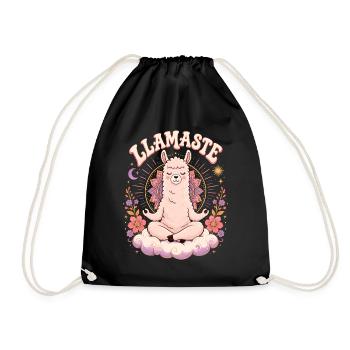 Llamaste Lama Yoga Mandala Shirt - Turnbeutel - Schwarz - Vorne