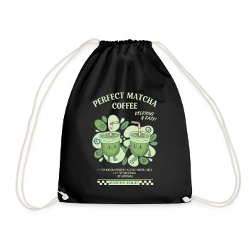 Perfekter Matcha-Kaffee Lecker und einfacher Matcha - Turnbeutel - Schwarz - Vorne