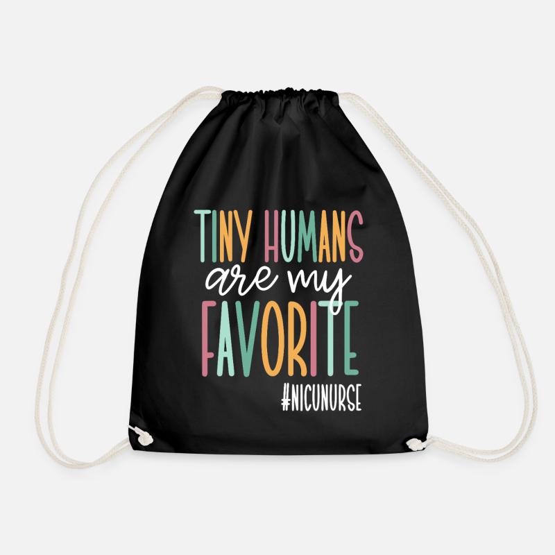 Tiny Humans Are My Favorite - Drawstring Bag - black