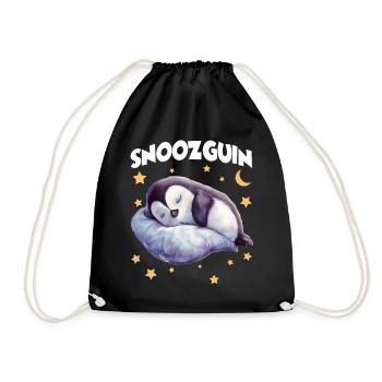 Pinguin Pyjama Snoozguin Langschläfer Schlafmützen - Turnbeutel - Schwarz - Vorne