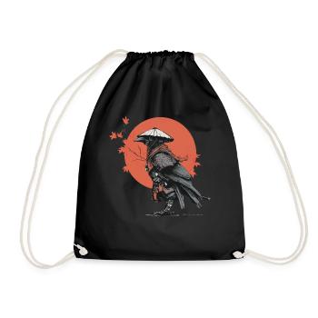 Samurai-Krähe in Red Moon - Turnbeutel - Schwarz - Vorne
