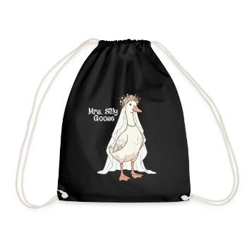 Mrs Silly Goose Funny Wedding Couple Humor - Drawstring Bag - black - Front