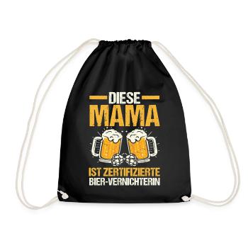 Bier Bierliebhaberin Mutter Mama - Turnbeutel - Schwarz - Vorne
