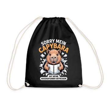 Capybara Hausaufgaben  - Turnbeutel - Schwarz - Vorne