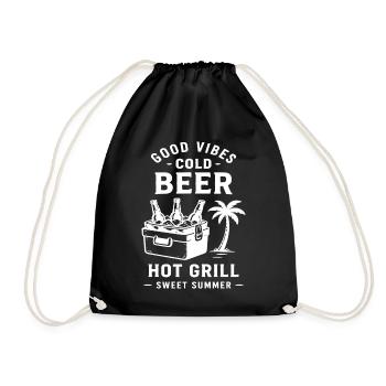 COLD BEER HOT GRILL SWEET SUMMER - Drawstring Bag - black - Front
