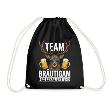 Team Bräutigam Es Eskaliert Eh - Turnbeutel - Schwarz - Vorne
