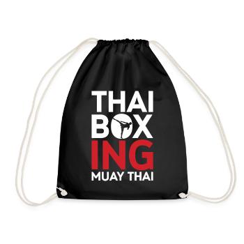 Thai Boxing Muay Thai Emblem - Drawstring Bag - black - Front