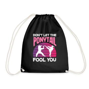Never Underestimate The Ponytail Karate Girl - Drawstring Bag - black - Front