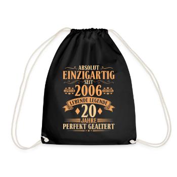 Einzigartig seit 2006 Legende – 20. Geburtstag - Turnbeutel - Schwarz - Vorne
