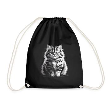Katze - Turnbeutel - Schwarz - Vorne