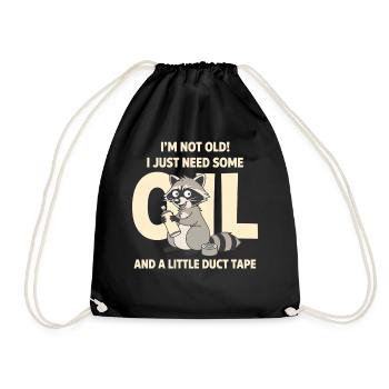 Raccoon Not Old Duct Tape Tee - Drawstring Bag - black - Front