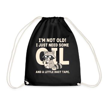 Not Old Just Needs Duct Tape Raccoon - Drawstring Bag - black - Front