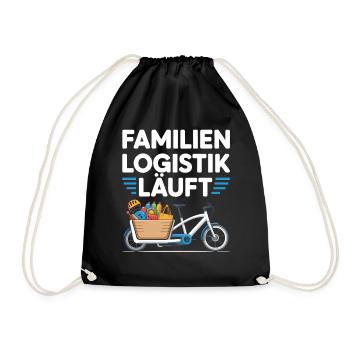 Familienlogistik Läuft Lastenrad - Turnbeutel - Schwarz - Vorne