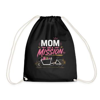 Mom On A Mission Fahrrad Mama - Turnbeutel - Schwarz - Vorne