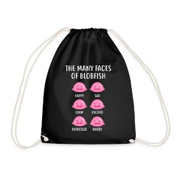 Blobfish Emotion Grid Tee Art - Drawstring Bag - black - Front