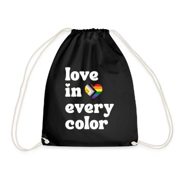 Love in every Color Pride LGBTQIA Regenbogen Herz - Turnbeutel - Schwarz - Vorne