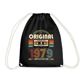47. Geburtstag Geschenk Mann Kassette Best of 1979 - Turnbeutel - Schwarz - Vorne