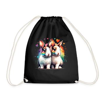 Little Rex Rabbit Gift - Drawstring Bag - black - Front