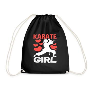 Karate Girl Martial Arts Love Hearts Training - Drawstring Bag - black - Front