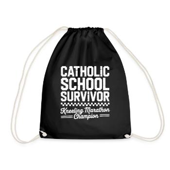  Catholic School Survivor Funny Kneeling Marathon - Turnbeutel - Schwarz - Vorne