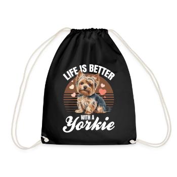 Yorkshire Terrier Yorkie Dog Breed - Drawstring Bag - black - Front