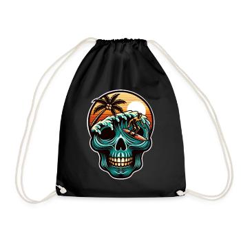 Surfing Skull - Turnbeutel - Schwarz - Vorne