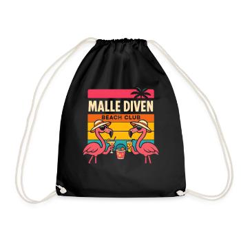 Malle Diven Beach Club Flamingo Mallorca Party - Drawstring Bag - black - Front