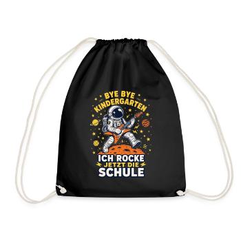 Schulanfang Astronaut Rocke Schule Shirt - Turnbeutel - Schwarz - Vorne