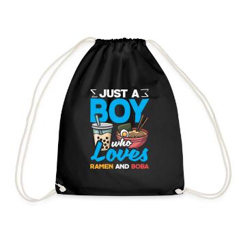 Boy Loves Ramen And Boba Anime Style - Drawstring Bag - black - Front