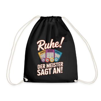 Bingo Game Ruhe Der Meister Sagt An Bingo - Turnbeutel - Schwarz - Vorne