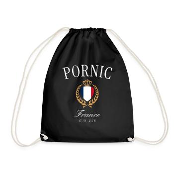 Pornic Frankreich Wappen Krone – Reise Souvenir - Turnbeutel - Schwarz - Vorne