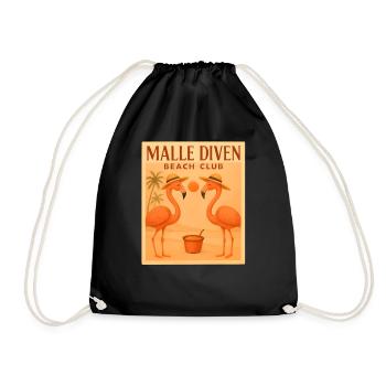 Malle Diven Beach Club Flamingo Mallorca Party - Turnbeutel - Schwarz - Vorne