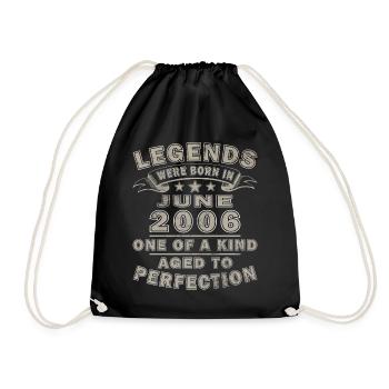 20th Birthday Gift Legend June Vintage 2006 - Drawstring Bag - black - Front