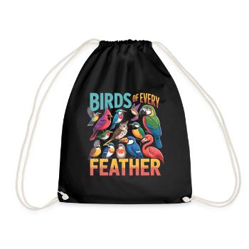 Birds of Every Feather Vogel - Drawstring Bag - black - Front