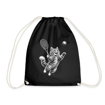 Chat de tennis Joueur de tennis drôle Drôle d’amour - Sac de sport léger - noir - Devant