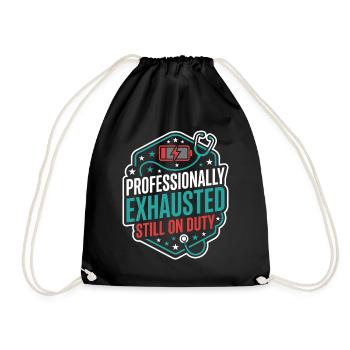 Night Shift Nurse, Tired - Drawstring Bag - black - Front