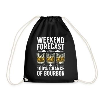 Weekend Forecast Bourbon Humor Design - Drawstring Bag - black - Front