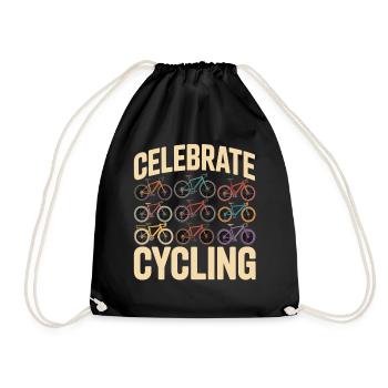 Celebrate Cycling Cyclist Retro - Drawstring Bag - black - Front